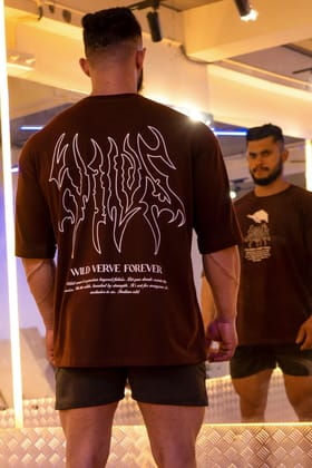 WILDS FLAME "PREMIUM" OVERSIZED T-SHIRT (BROWN)-S