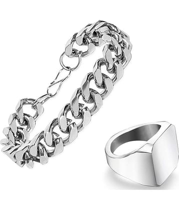 Mikado Silver Metal Bracelet & Ring For Men's