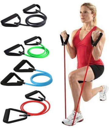 Single Resistance Tube Exercise Bands for Stretching, Workout, and Toning for Men, and Women (Multicolour)