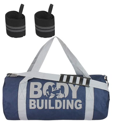 GROUPERS Duffle Canvas Bag with Wrist Band (Blue)