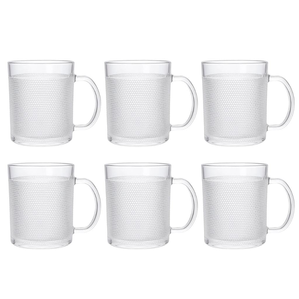 Aldan Glass Tea Mug with Handle,250 ML, Set of 2,Doted Grip Coffee Cup for Herbal, Lemon, Green Tea Hot/Cold Drinks Hot Chocolate Perfect to Kitchen & Dining Tableware Set