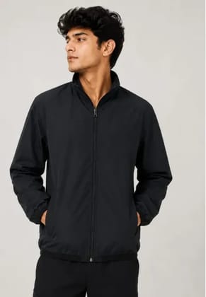 Black Unisex Dry Fit Sports Wind Cheater Jacket