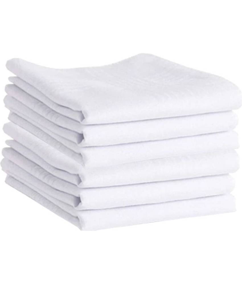 THRIFTKART White Cotton Men's Handkerchief ( Pack of 12 )