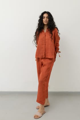 Ginger Orange Linen Co-ord-S