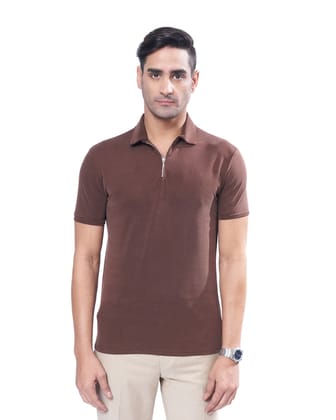 Suede Zipper Polo-Cold Brew / XS