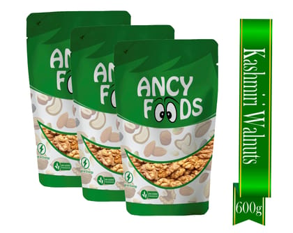 Ancy Kashmiri Walnut Kernels 600 Grams (200 Grams X 3) – Akhrotgiri | Rich in Proteins and Antioxidants – Supports Brain Health , Enhances Memory, Boosts Mood, Supports Heart Function, Improv