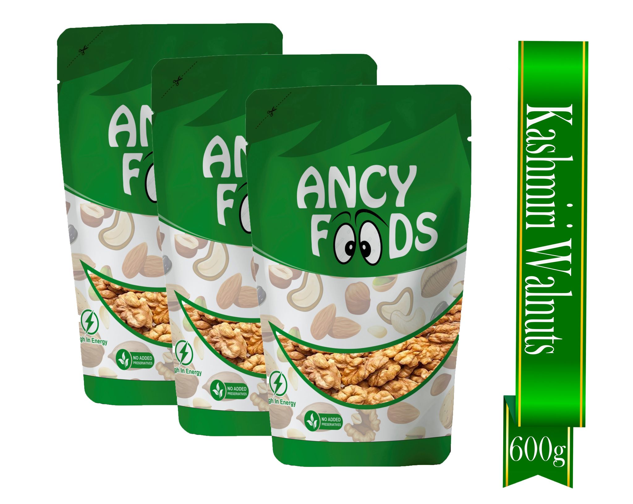 Ancy Kashmiri Walnut Kernels 600 Grams (200 Grams X 3) – Akhrotgiri | Rich in Proteins and Antioxidants – Supports Brain Health , Enhances Memory, Boosts Mood, Supports Heart Function, Improv