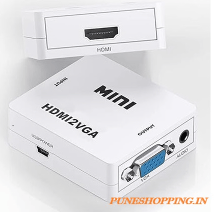 HDMI to VGA Adapter/Connector/Converter Cable 1080P (Female to Female) for Media Players, Xbox, Projector, Computer, Laptop, TV & More | Full HD Resolution | Compact DesignConvert HDMI signals to VGA