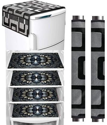 Shaphio Set Of 7 Polyester Black Fridge Top Cover, Fridge Cover