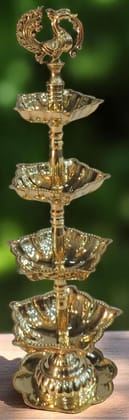 Brass Table Decor 4 Step Murga Deepak - 3*3*11 Inch (F782 D)