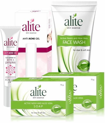Alite Combo of Anti Acne Gel 15g + Active Neem Aloevera Facewash 70g + Neem Aloevera Soap (2x75g)