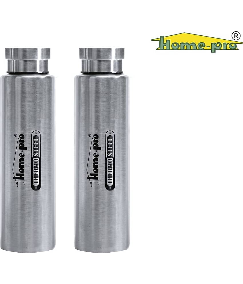 HomePro - Stainless Steel Vacuum Bottle 800ml, Silver 100% leak proof Pack of 2 for Home | Gym | Fridge | School | Office | Trekking & Hiking Bottle
