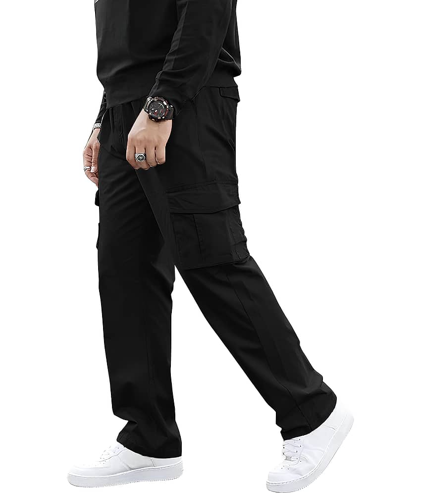 Reoutlook Regular Flat Men's Cargos - Black ( Pack of 1 )