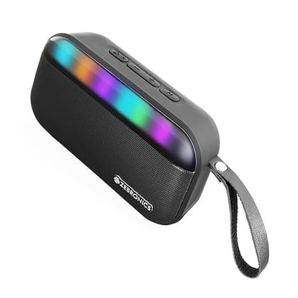 ZEBRONICS County 7 Portable Bluetooth Speaker, 8 Watts, Upto 8 Hours Playback, Passive Radiator, BTv5.3 | mSD | TWS | USB, RGB LED, Call Function, Carry Loop (Black)