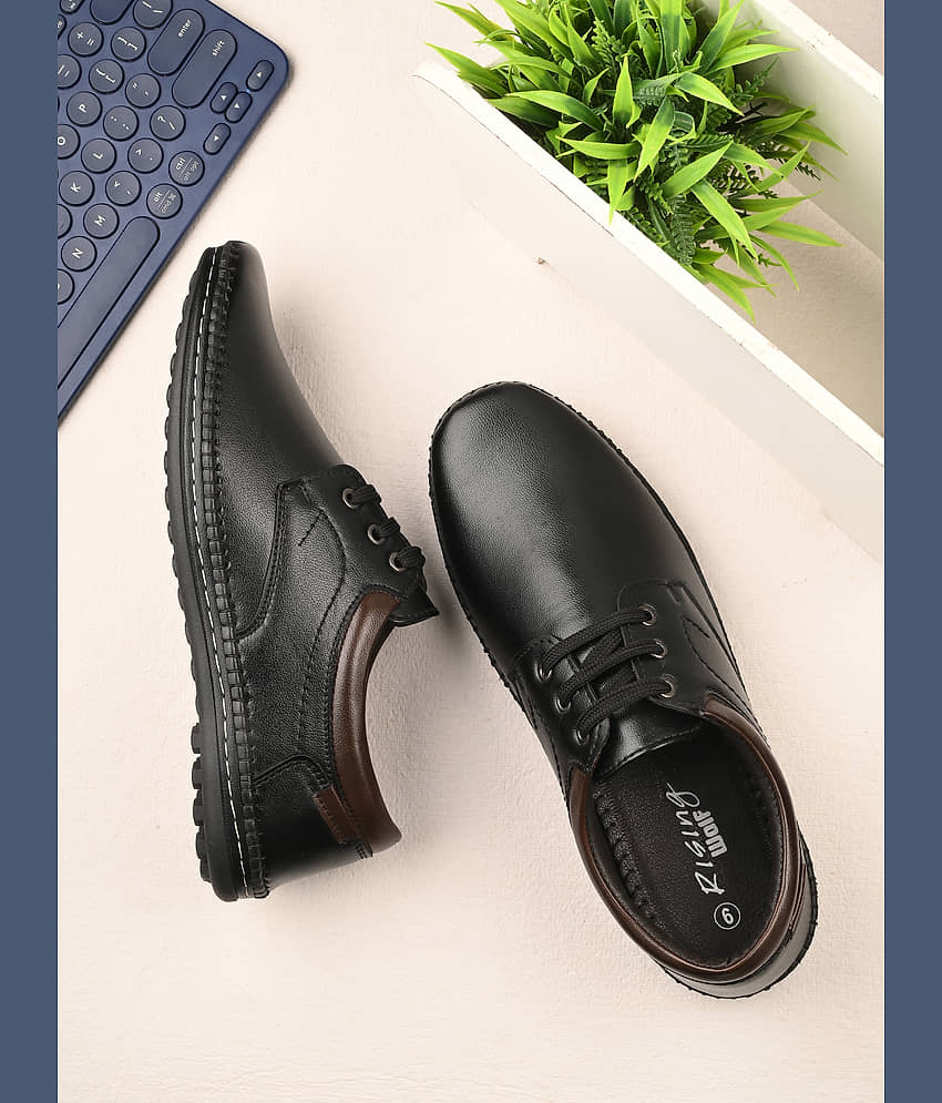 Rising Wolf Black Men's Derby Formal Shoes
