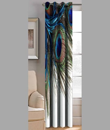 BELLA TRUE Abstract Printed Semi-Transparent Eyelet Curtain 9 ft ( Pack of 1 ) - Multicolor