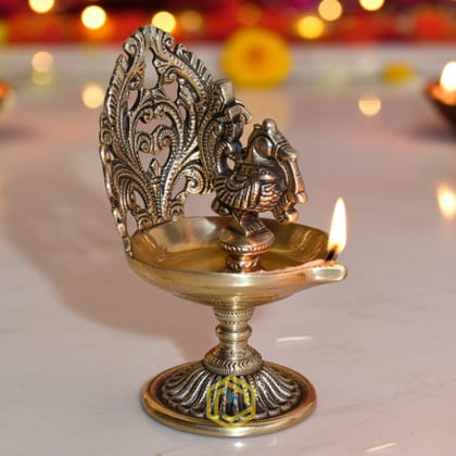 Brass Cock [Murga] Oil Lamp Deepak 7 Wicks  - Handcrafted Brass Diya for Festivals, Height : 6 Inch (BSMAS1185 A)
