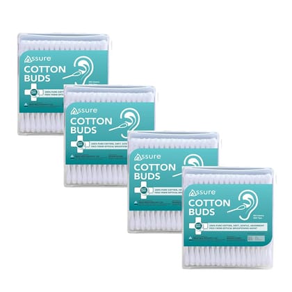 Assure Cotton Buds, 100 Sticks - Pack of 4