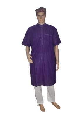 Cotton Blue Half Sleeve Long Kurta 42 Size