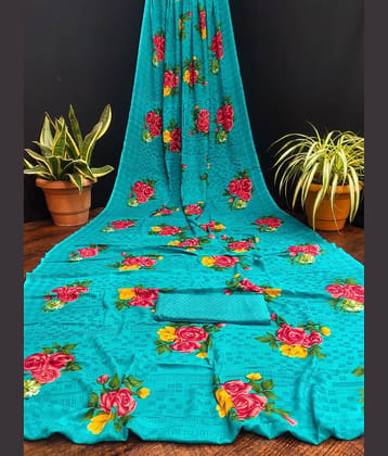 Kanooda Prints Georgette Printed Saree With Unstitched Blouse Piece ( Multicolor )