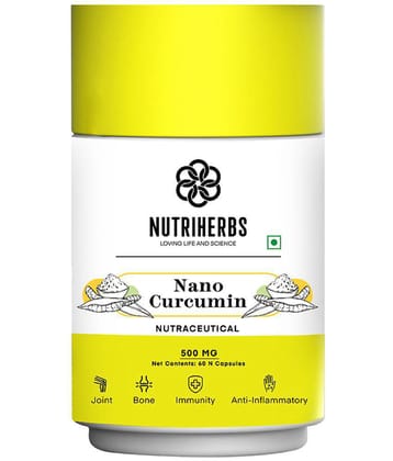 Nutriherbs Nano Curcumin Extract 500 mg 100% Natural Turmeric Extract - 60 Capsules | Powerful Anti-inflammatory, Antioxidant | Pain Reliever For Men and Women