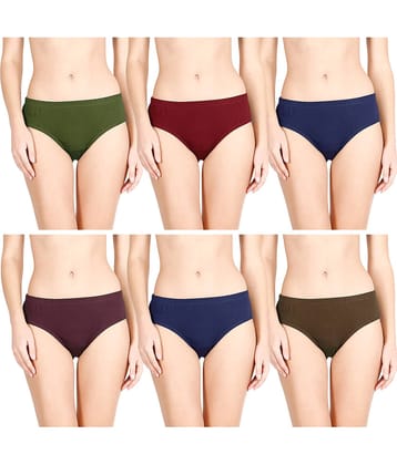 Rupa Jon - Multicolor Cotton Solid Women's Briefs ( Pack of 6 )