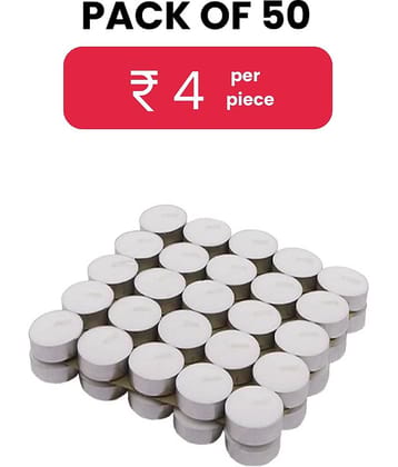 PROSPERRO LUMO - White Unscented Wax Tea Light Candle 4 cm ( Pack of 50 )