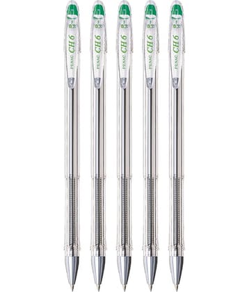 Penac CH-6 0,7mm Green Ball Pen (Pack of 5)