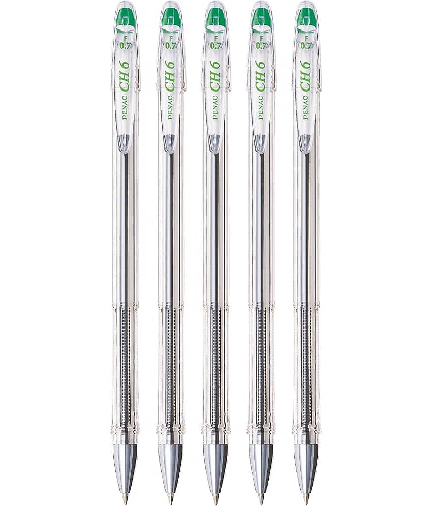 Penac CH-6 0,7mm Green Ball Pen (Pack of 5)