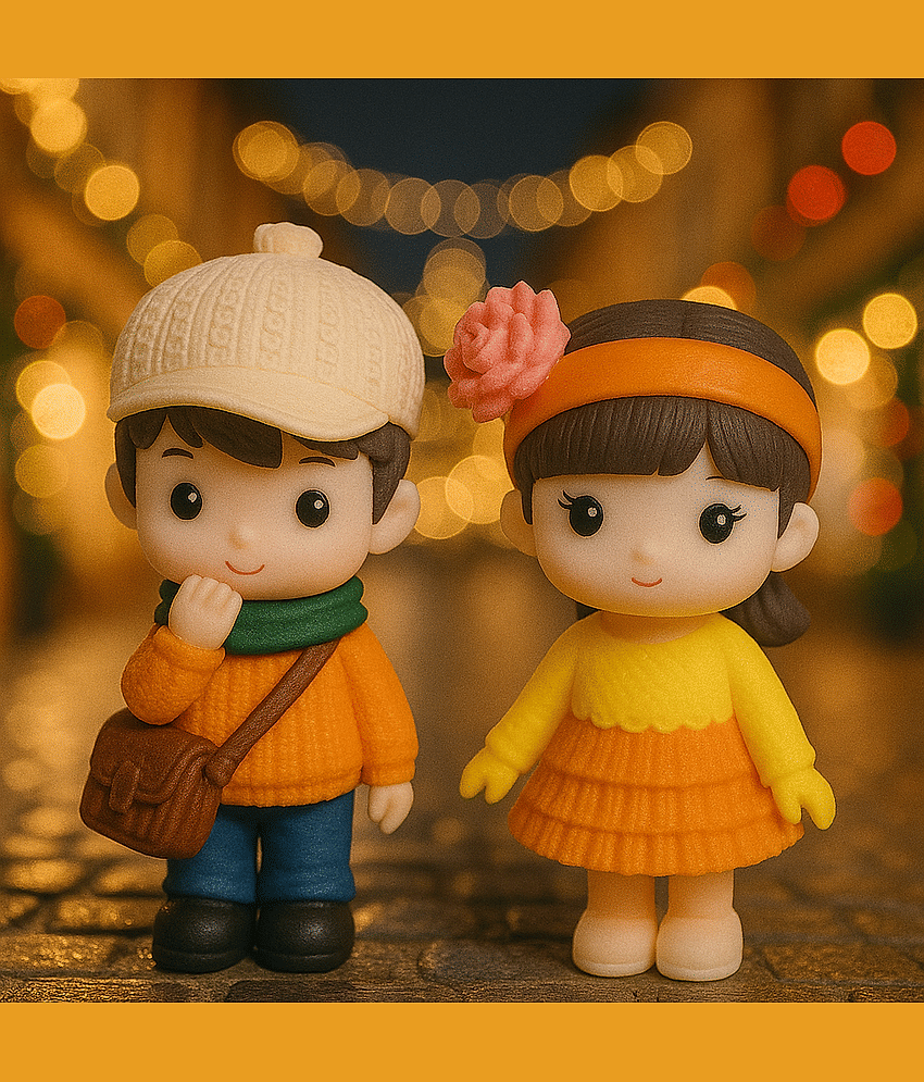 Exopick Cute Couple Walking Miniature Unique Gift Home Deocr Showpiece