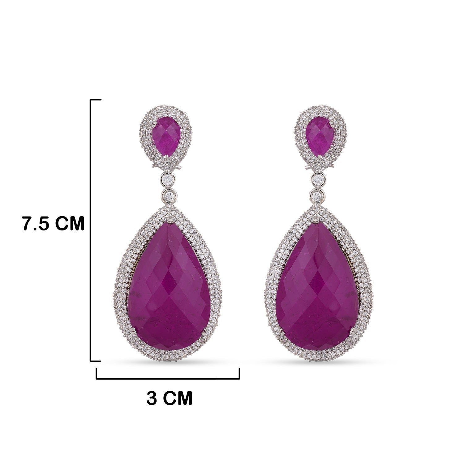 Carissa - Pink Stoned CZ Dangle Earrings