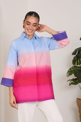 GRADIANT poplin TOP-Multicolour / XXS / Poplin
