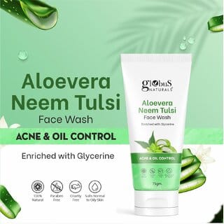 Globus Naturals Aloe vera Neem Tulsi Enriched With Glycerin & Oil Control Formula Men & Women All Skin Types Face Wash 75gm