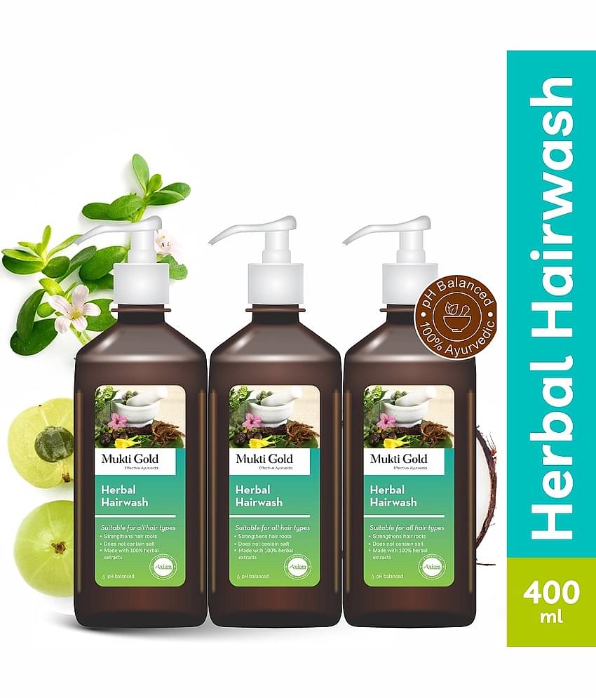 Axiom Herbal Hairwash - 400mL (Pack of 2) | Helpful for Hairfall | Sulphate and Paraben Free Shampoo | Enriched with 15+ Ayurvedic Herbs
