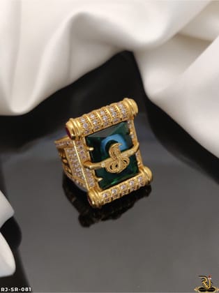 Jay Goga Logo Men’s Style Gold Pleted Stone Ring SR-081-18
