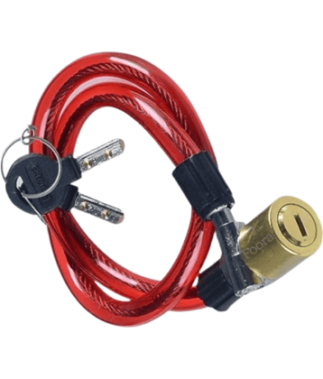 Foora Red Cable Type Helmet Lock - Key Lock
