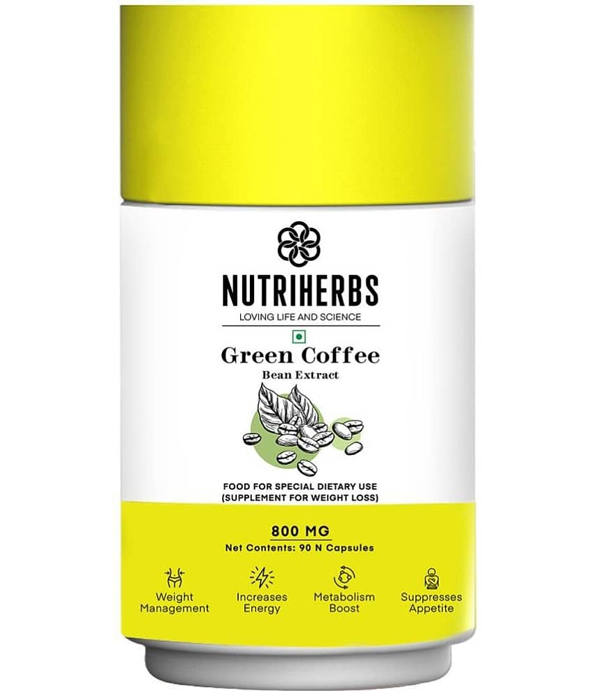 Nutriherbs Green Coffee Bean Herbs Natural Weight Loss Supplement 800Mg (50% Cga) - 90 Capsules Pack Of 1