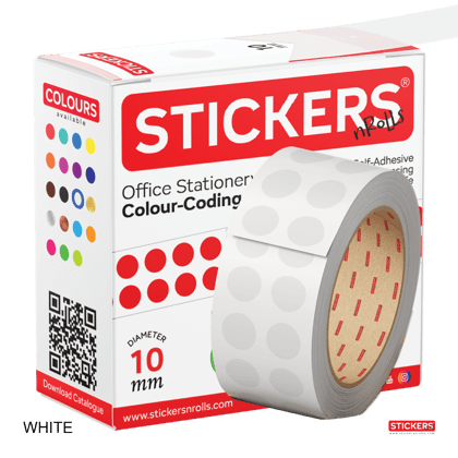 10mm - Round - Solid Colours - Colour Coding Stickers - Permanent Adhesive