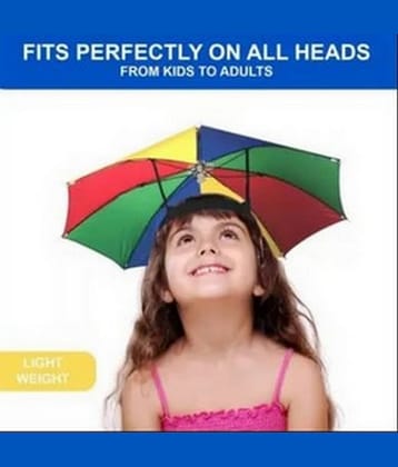 Infispace Headwear Cap Umbrella Multi Color Soft Durable, Adjustable Elastic, (21) Size Fits All Ages Plastic Hat Cap Umbrella for Kids, Men/Women and Adults Rain Protection Headwear Hat Umbrella (Multi) Pack of 1