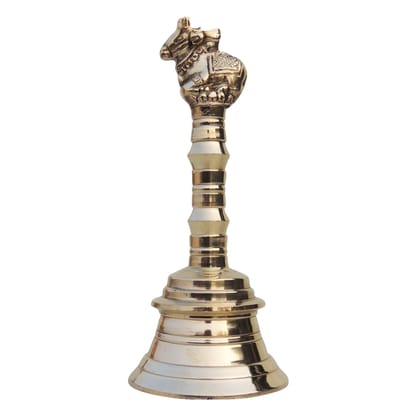 Brass Pooja Hand Bell, Nandi Ghanti, Height : 6.1 Inch (FMAS681 G)