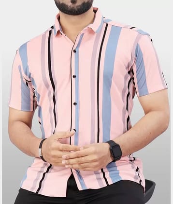 FABRIPPLE Polyester Regular Fit Striped Half Sleeves Men's Casual Shirt - Pink ( Pack of 1 )