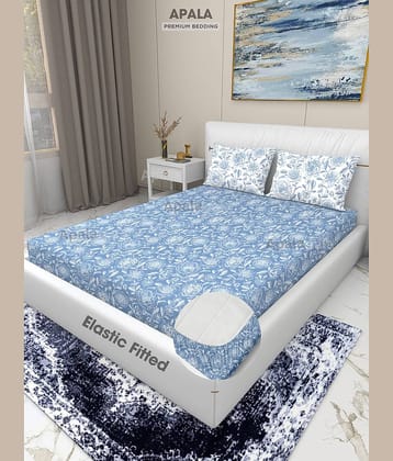 Apala Microfibre 1 King Fitted Bedsheet with 2 Pillow Covers ( 198 cm x 182 cm ) , Sky Blue
