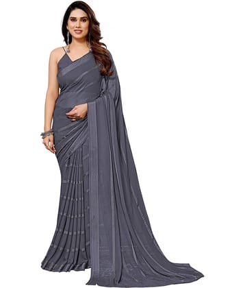 Kashvi Sarees Satin Embellished Kasavu Saree With Unstitched Blouse Piece ( Grey )