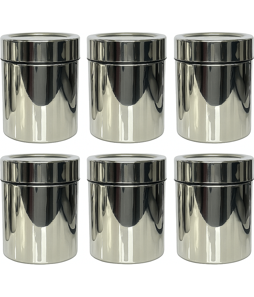 STEEPLE Steel Silver Spice Container ( Set of 6 )