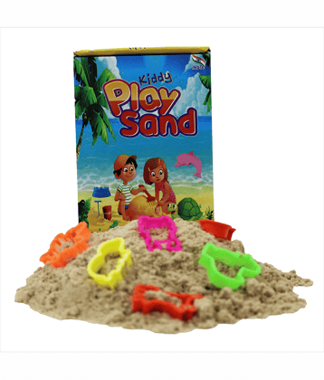 Kiddy Play Sand Smooth and Non-Sticky Sand for Kids (Brown, 450g) with Six Big 2D Mould Inside - Bring The Beach Indoors - Kinetic Sand Kit Activity Toys, Soft Sand Clay Toys for Boys & Girls