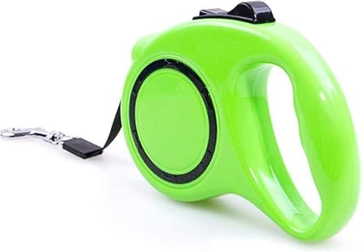 BlingPets Retractable Dog Leash 5 Meter (16 feet) Nylon Ribbon Dog Leashes with One Button Brake & Lock (Green)