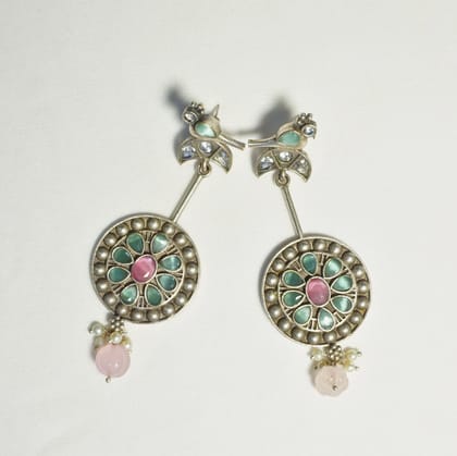 Elegant Oxidized Silver Ethnic Earrings