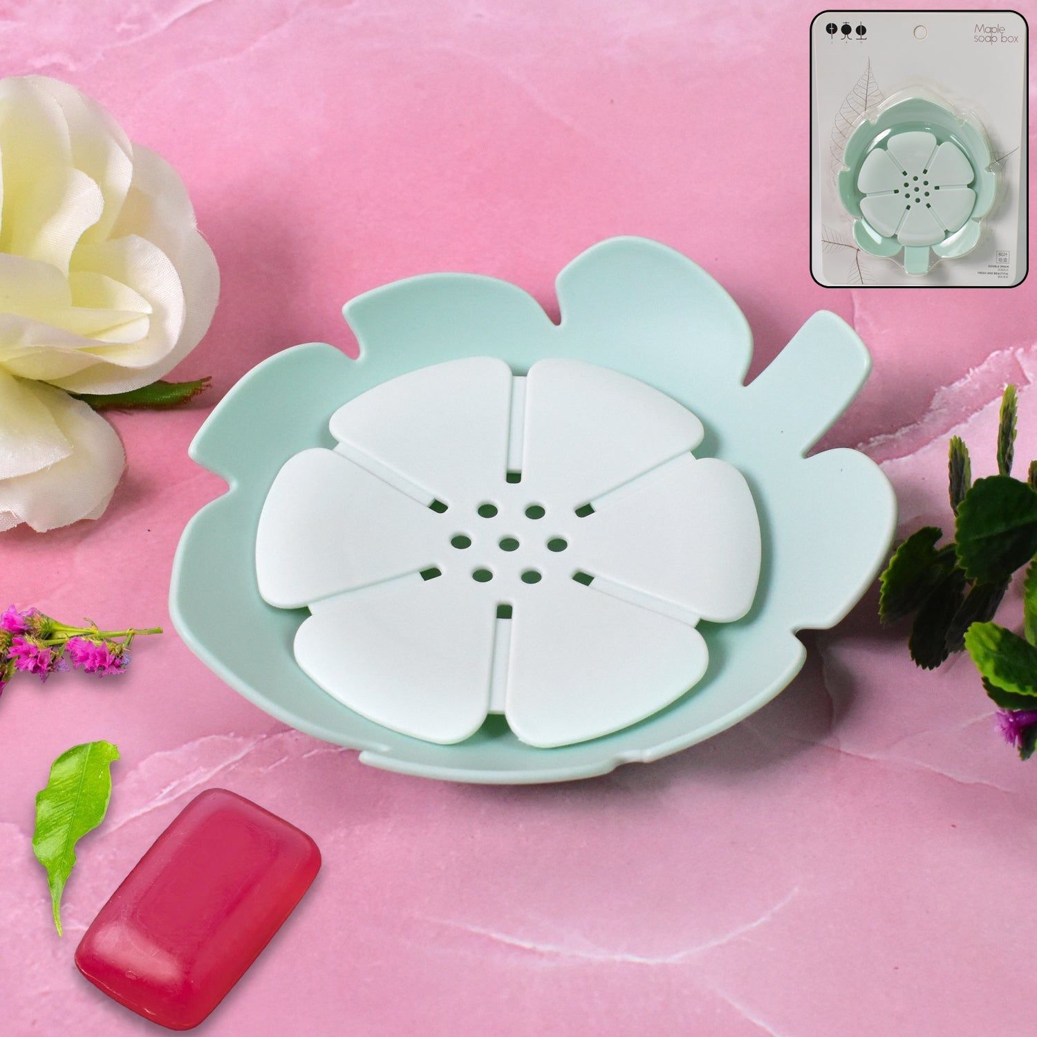 Plastic Flowers Soap Dish Bathroom Accessories Set Shower Gift ,Sabudani (1 Pc)