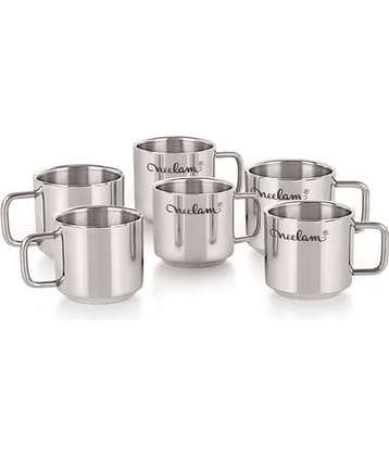 Neelam - Silver Steel Coffee Mug ( Pack of 6 )