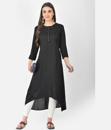 Pistaa - Black Viscose Women's Asymmetrical Kurti ( Pack of 1 )
